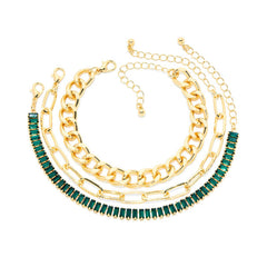 Elegant Emerald 3 Piece Bracelet Set