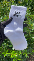 Bad Bitch Crew Socks - White