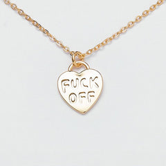 Fuck Off Heart Necklace - Gold