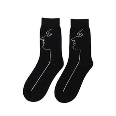 Face Drawing Minimalist Ankle Socks