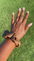 Faux Leather Scrunchie - Brown