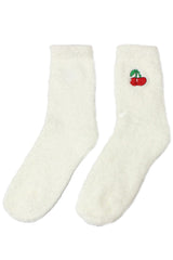 White Cherry Fuzzy Spa Socks