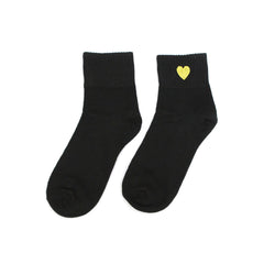 Black Gold Heart Crew Socks