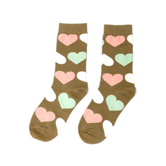 Calcetines con corazón en color menta y rosa moca