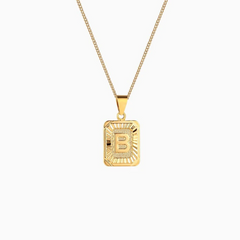 Rectangle Initial Pendant Charm Necklace - Gold