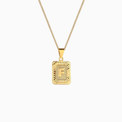Rectangle Initial Pendant Charm Necklace - Gold