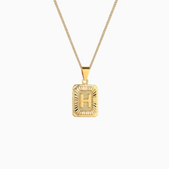 Rectangle Initial Pendant Charm Necklace - Gold