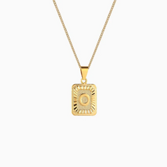 Rectangle Initial Pendant Charm Necklace - Gold
