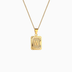 Rectangle Initial Pendant Charm Necklace - Gold