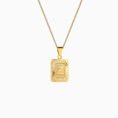 Rectangle Initial Pendant Charm Necklace - Gold