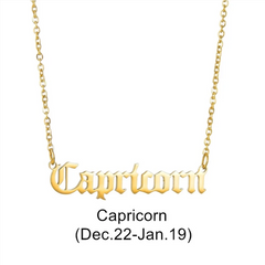 Collar con colgante de signo del zodiaco en fuente antigua en inglés - Oro