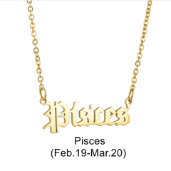 Collar con colgante de signo del zodiaco en fuente antigua en inglés - Oro