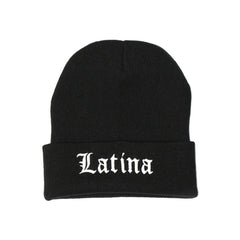 Latina Old English Embroidered Hat - Black/White
