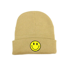Smiley/Happy Face Symbol Embroidered Hat - Beige/Yellow