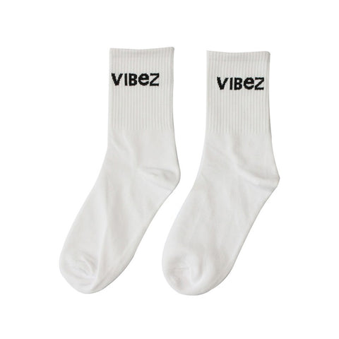 Vibez Crew Socks - White/Black