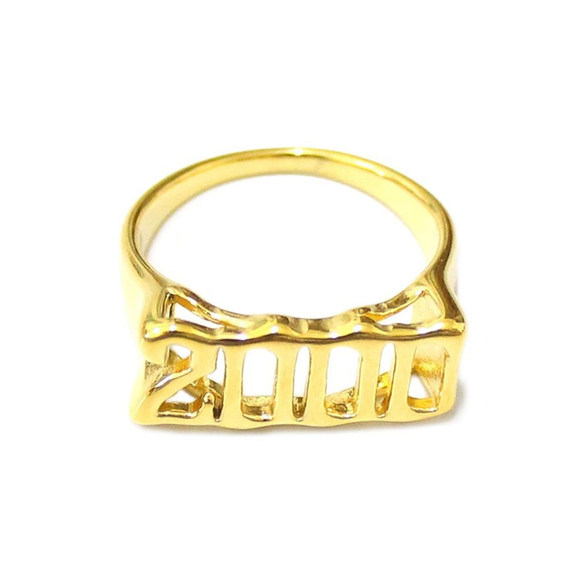 2000 Vintage Old English Birth Year Gold Metal Ring