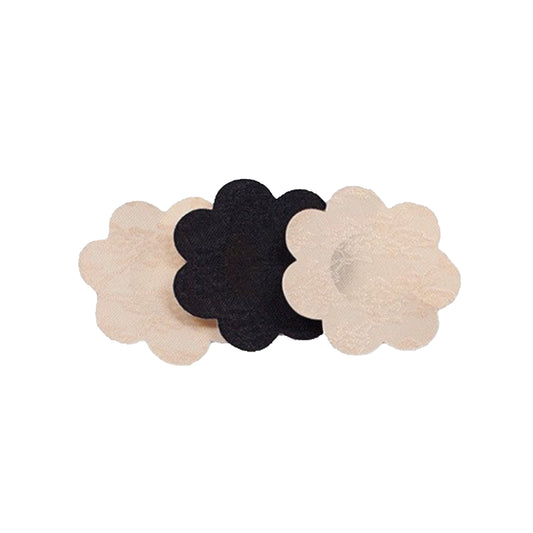 Cubrepezones con encaje de flores y pétalos - Beige/Natural