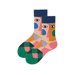 Abstract Face Ankle Socks
