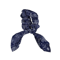 Paisley Ribbon Scrunchie - Navy/White
