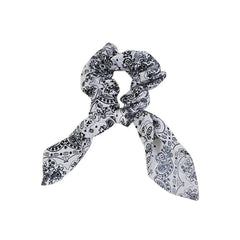 Paisley Ribbon Scrunchie - White/Black