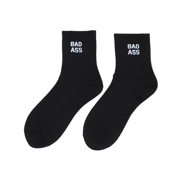 Bad Ass Crew Socks - Black/White