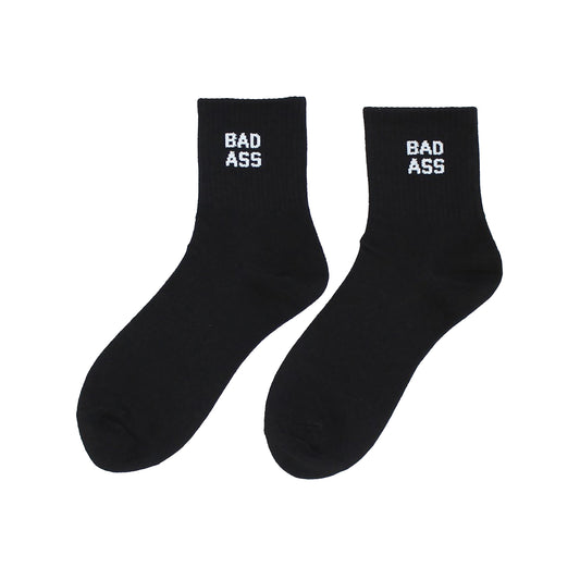 Bad Ass Crew Socks - Black/White