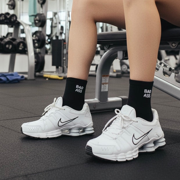 Bad Ass Crew Socks - Black/White Imagen secundaria del producto