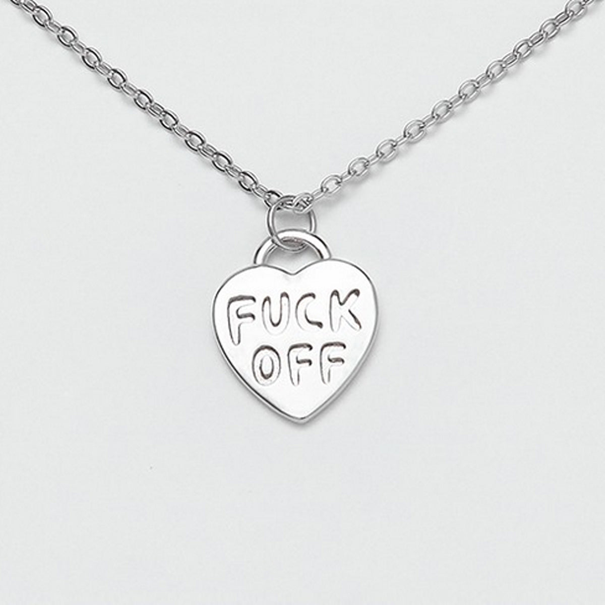 Collar de corazón Fuck Off - Plata
