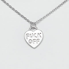 Fuck Off Heart Necklace - Silver