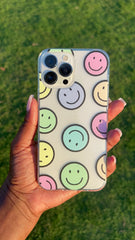 Rainbow Pastel Smiley Face iPhone Case (Fits iPhone 12 Pro Max & iPhone 13 Pro Max )