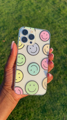 Rainbow Pastel Smiley Face iPhone Case (Fits iPhone 12 Pro Max & iPhone 13 Pro Max )