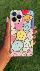 Rainbow Pastel Groovy Dripping Melting Smiley Face Phone Case (Fits iPhone 12 Pro Max & iPhone 13 Pro Max )