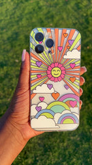 Neon Sky with Flower Sun and Hearts Phone Case (Fits iPhone 12 Pro Max & iPhone 13 Pro Max)