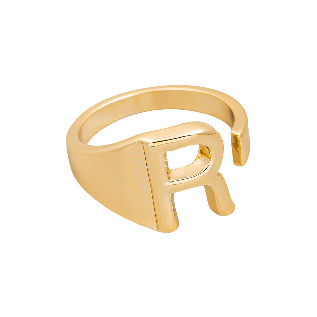 Letter R Metallic Alphabet Ring