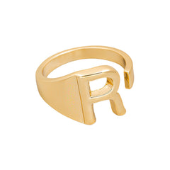 Letter R Metallic Alphabet Ring