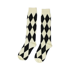 Off-White Argyle Pattern Knee High Socks