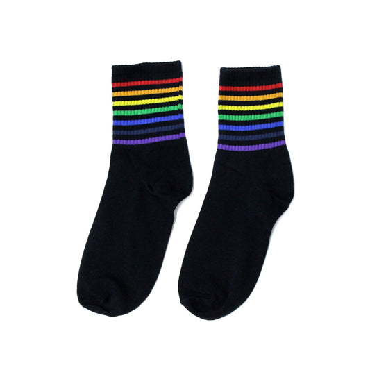 Calcetines de rayas arcoíris - Negro
