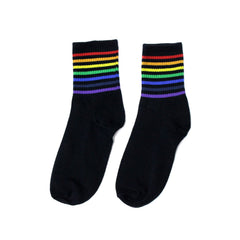 Stripe Rainbow Socks - Black