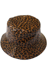 Reversible Faux Leather Leopard Print Bucket Hat