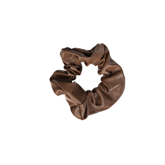 Shiny Brown Faux Leather Scrunchie