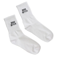 Bad Bitch Crew Socks - White