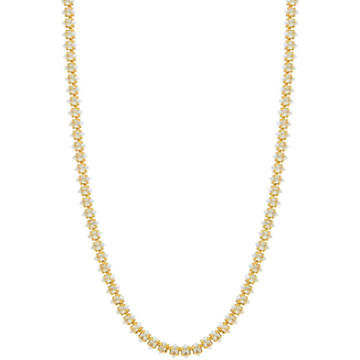 Marquise Style Baguette Rhinestone Necklace - Gold