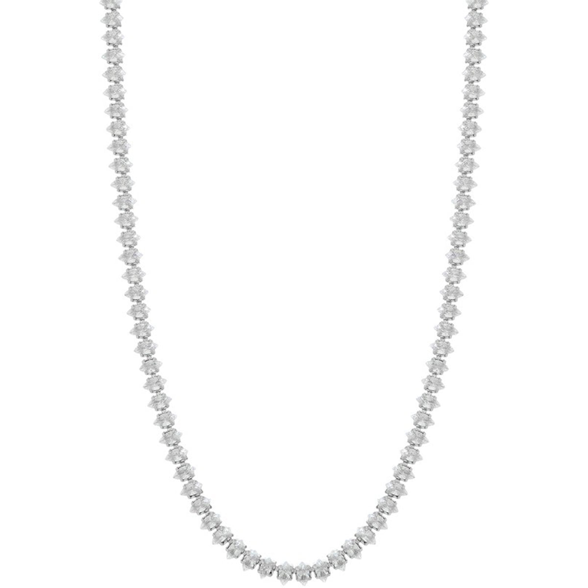 Collar de diamantes de imitación con forma de baguette estilo marquesa - Plata Imagen principal del producto