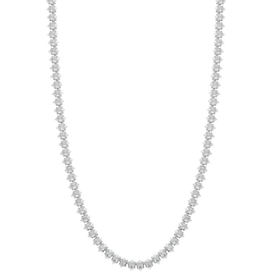 Marquise Style Baguette Rhinestone Necklace - Silver