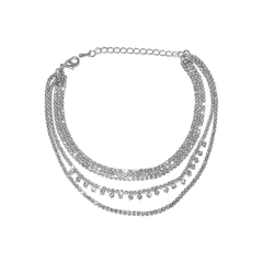 Shiny Triple Layered Blingy Diamond Rhinestone Ankle Bracelet