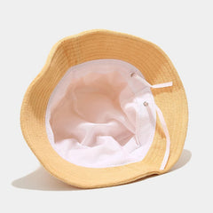 Smiley Face Embroidered Towel Terrycloth Bucket Hat - Yellow