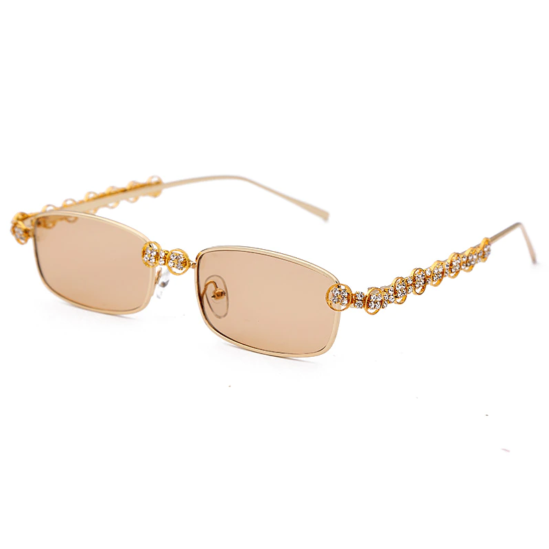 Vintage Diamond Rhinestone Rectangle Sunglasses