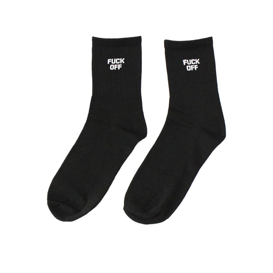 Calcetines Fuck Off Crew - Negro/Blanco