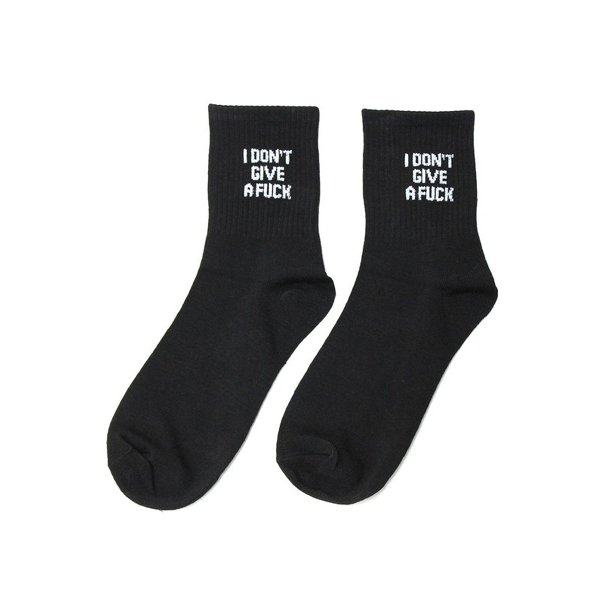 I Don't Give A Fuck Crew Socks - Black/White