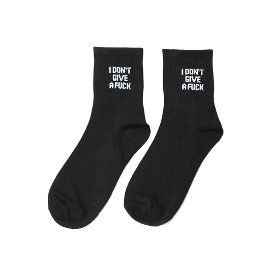 I Don't Give A Fuck Crew Socks - Black/White